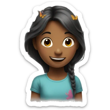 girl coming out of butterflies from happy children sticker