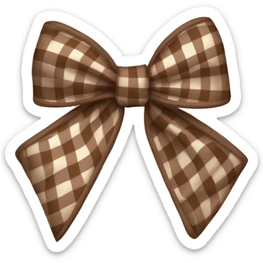 brown gingham bow sticker