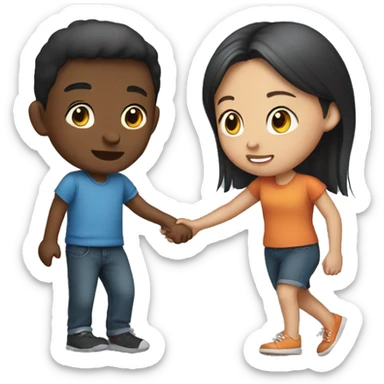 Girl pushing a boy  sticker