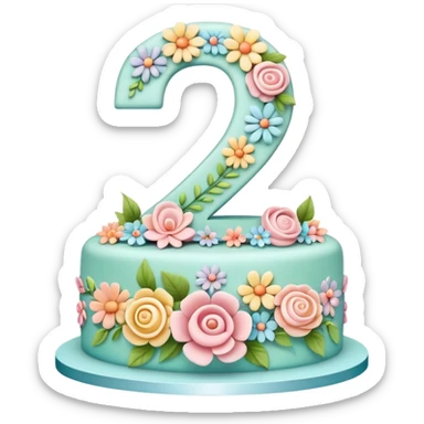 make a floral pastel cake that is aesthetic with the number 2 and 0 on it sticker