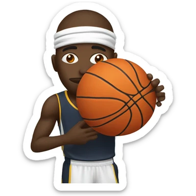 A basketball player covering their eyes while passing the ball to a teammate  sticker
