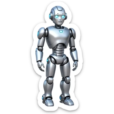 A fit male robot with a huge brain, full body sticker