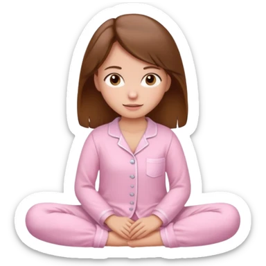 a brown-haired girl in light pink pajamas sticker