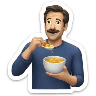 Ted lasso eating chicken soup  sticker