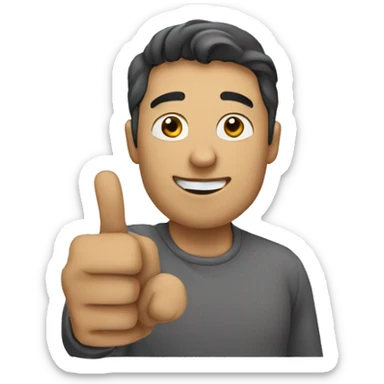 Man pointing towards the screen sticker