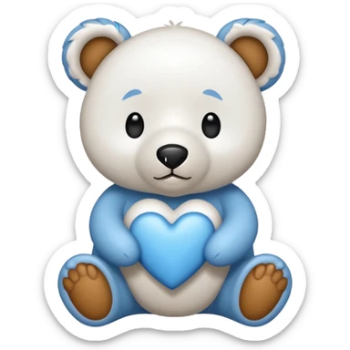Urso branco com coração azul sticker