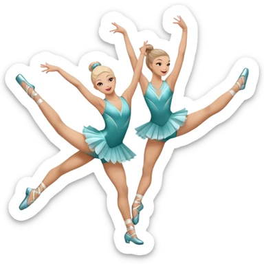 Icon for Sports Dance: a couple in competitive dance attire performing a synchronized dance with acrobatic lifts, dance shoes, rhythmic floor, and a competition backdrop. The icon should capture athleticism, technique, and precision in sports dance. Transparent background. sticker