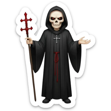 A preacher who's actually a demon.... but Noone knows it yet, in the style of your bleeding skull art. Dark gritty and menacing art style. full body sticker