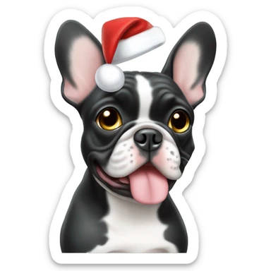 merle frenchie christmas hat sticker