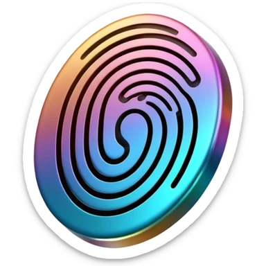 I want a logo that shows that you can create your own digital fingerprint, so that the logo is a fingerprint, but in a futuristic and professional way, and it looks very elegant, using colors that make it look like it belongs to the wealthy.I want it to be 3D. sticker