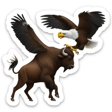 Buffalo beating up an eagle sticker