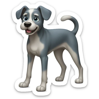 Blue dog with wagging tail sticker