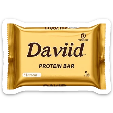 protein bar gold wrapper that says David on it  sticker