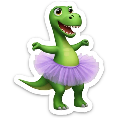 a green dinosaur with a tutu sticker