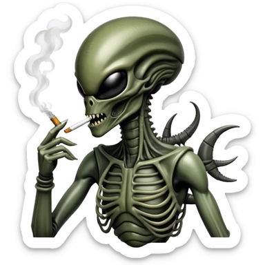 xenomorph smoking cigarette sticker