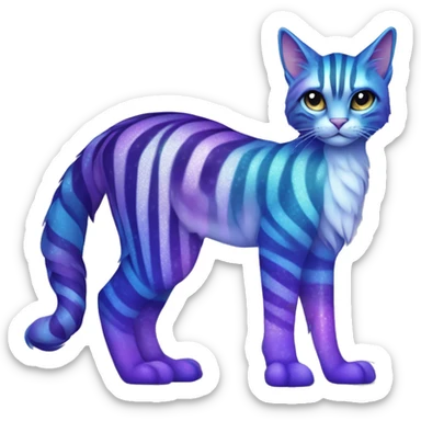 Colorful vernid fantasy creature LiLaiRa Kamirah Falvie whiskers paws full body sparkle purple blue gradient stripes braided tail feline sticker