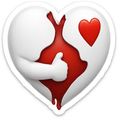 White heart, hug , red hurt  sticker