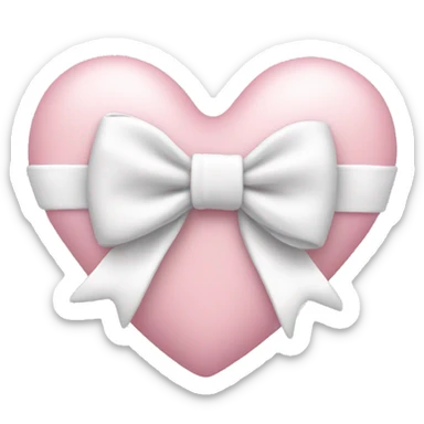 Pastel pink heart with white bow sticker