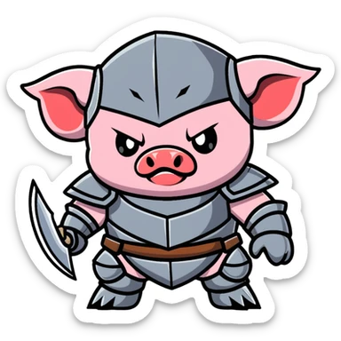 angry Minecraft baby Piglin in leather armor sticker
