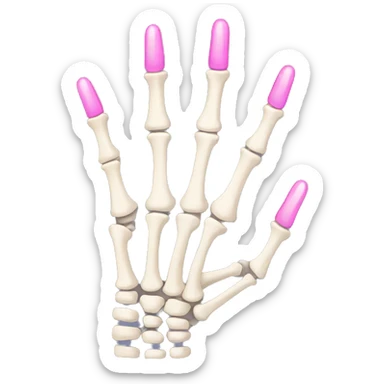 skeleton hand with long pink nails sticker