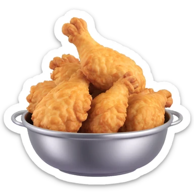 fried chicken in a silver stainless steel bowl sticker