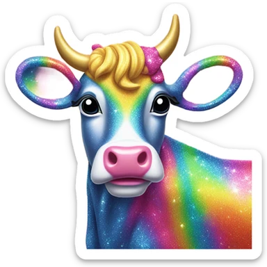 Lisa frank glitter sun star rainbow cow sticker