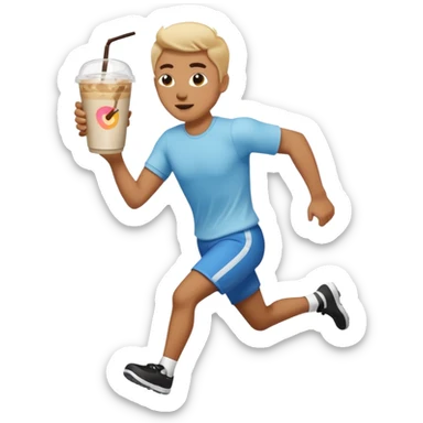 gay person running with ice coffee  sticker