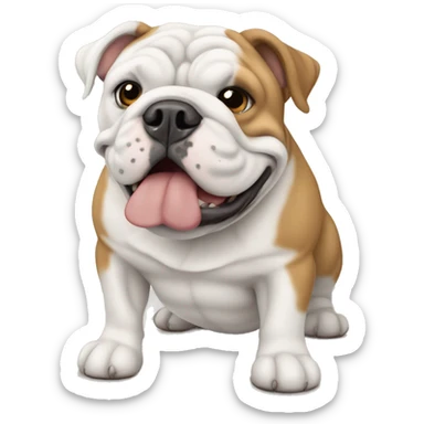 white and light brown english bulldog  sticker