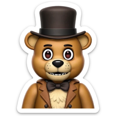 Freddy Fazbear with black and tiny hat from Five Nights At Freddy's Movie sticker