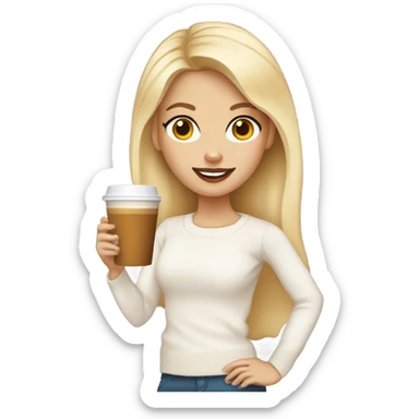 Blonde Blue eyed Girl who wears a white Pullover and Drinks pumpkin spice Latte  sticker