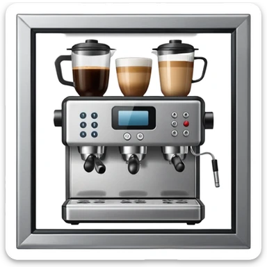 office break room with coffee machine sticker