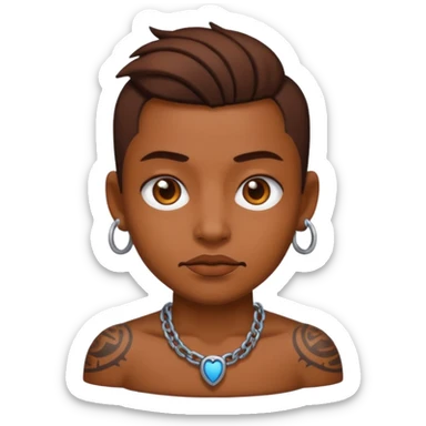 brown skin yvl emoji with cybersigilism tattoo sticker