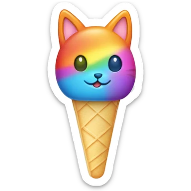 rainbow cat eating a popsicle sticker