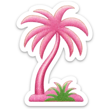 Pink palm tree with glitter  sticker