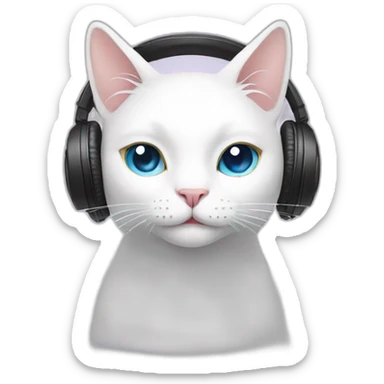 White Cat listen and love music sticker