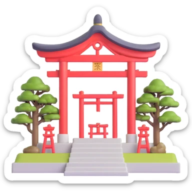 shinto shrine, microsoft style 3d fluent emoji sticker