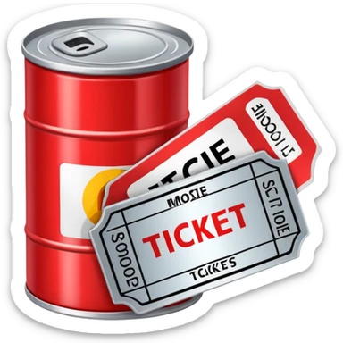 a can of gasoline and 2 tickets sticker