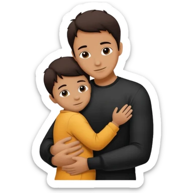 adult silhouette hugging a small child silhouette inside sticker