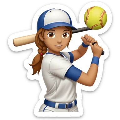Female softball player sticker