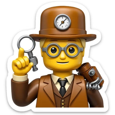 Steampunk Inventor yellow lego toy sticker