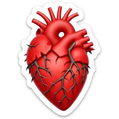 anatomical heart wrapped in thorns sticker
