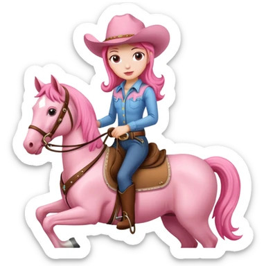 cowgirl on pink horse sticker