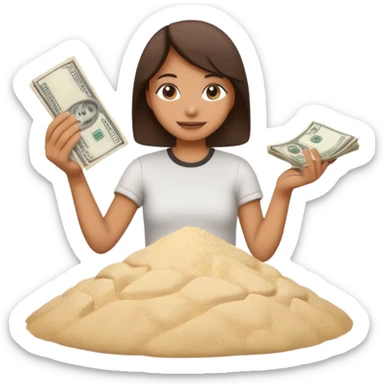 emoji holding money in hand next to pile of flour sticker