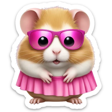 Hamster with sunglasses and pink skirt  sticker