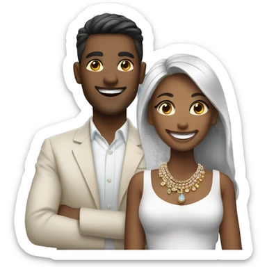 smiling couple with jewelry sticker
