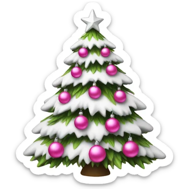 White Christmas tree with pink ornaments sticker