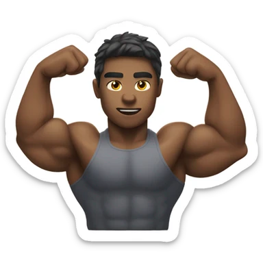 Person flexing strong muscles  sticker