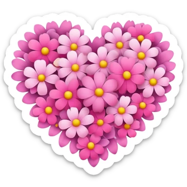 pink heart bouquet of flowers sticker
