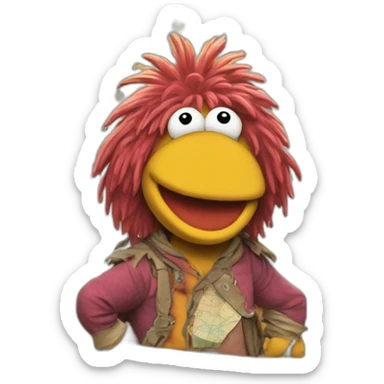 Fraggle with a map sticker