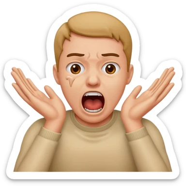 person choking themselves with two hands screaming sticker